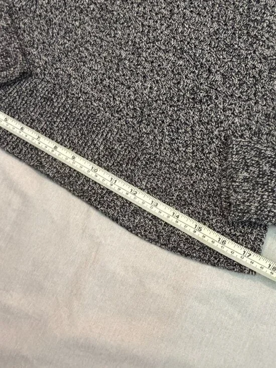 American Eagle Knit Sweater Small Gray Black Marled Zip Back Lightweight - Picture 8 of 8